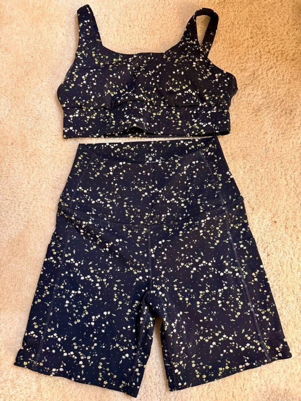 Tavi Floral Sports Bra & Biker Shorts Set M NWOT
